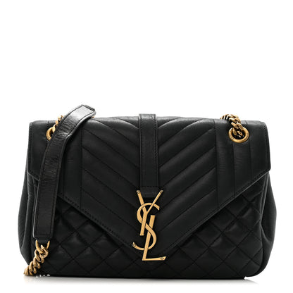 Saint Laurent Calfskin Mixed Matelasse Triquilt Small Monogram Satchel Black 1 of 14