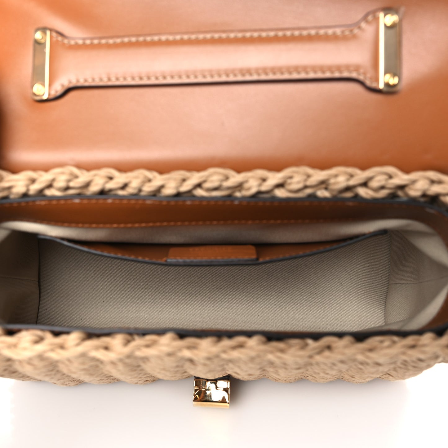 Calfskin Wicker Margot Top Handle Satchel Brown