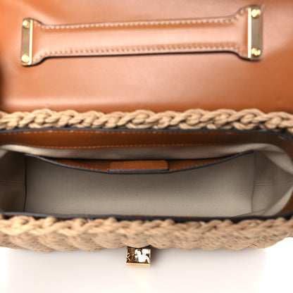 Salvatore Ferragamo Calfskin Wicker Margot Top Handle Satchel Brown 5 of 8