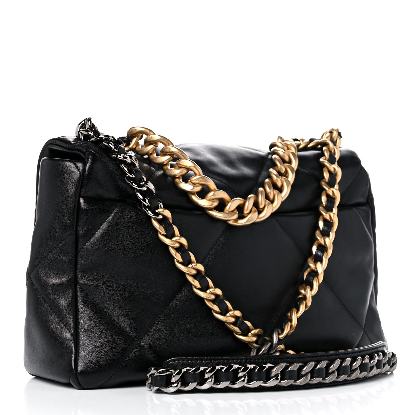 Lambskin Quilted Large Chanel 19 Flap Black