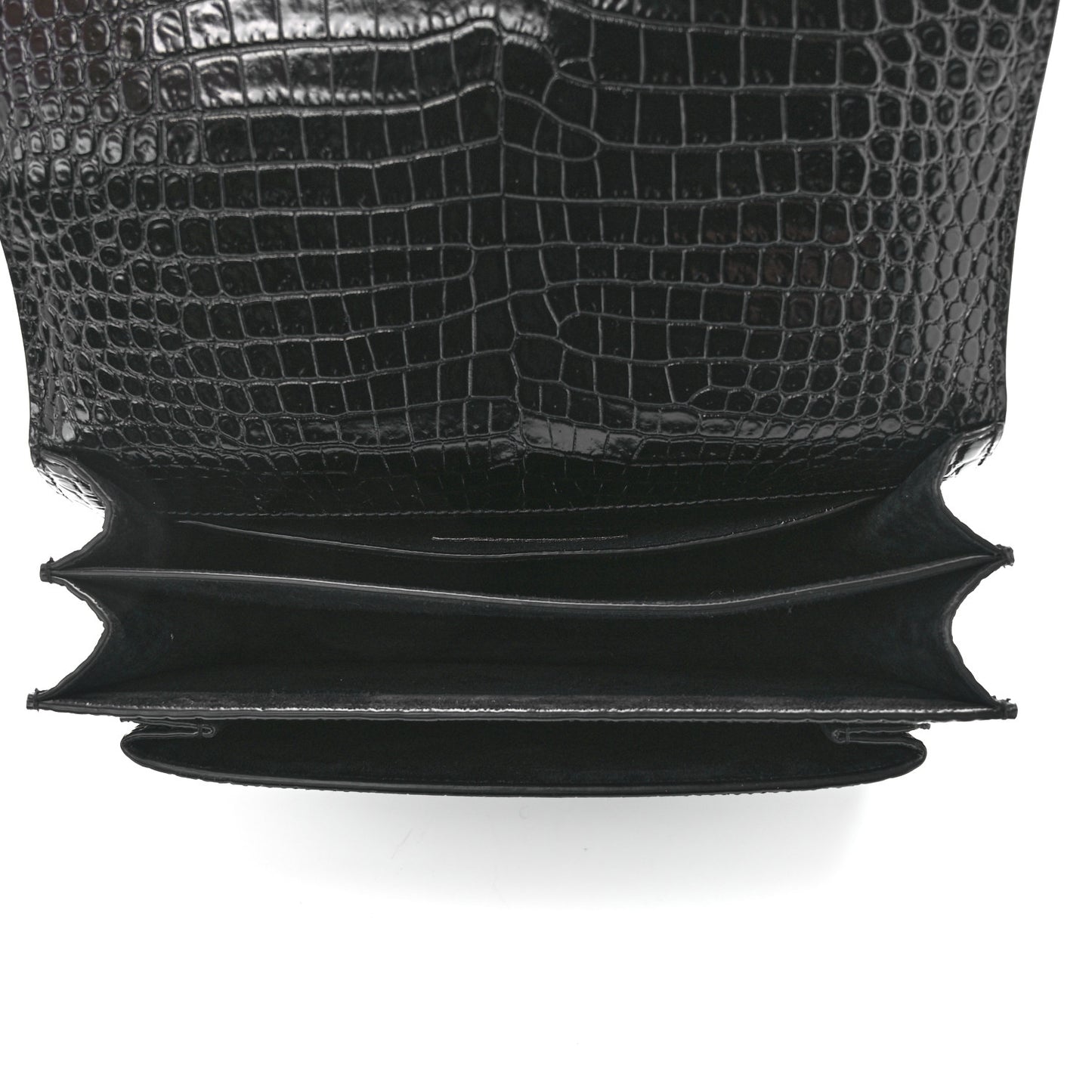 Calfskin Crocodile Embossed Medium Monogram Sunset Black