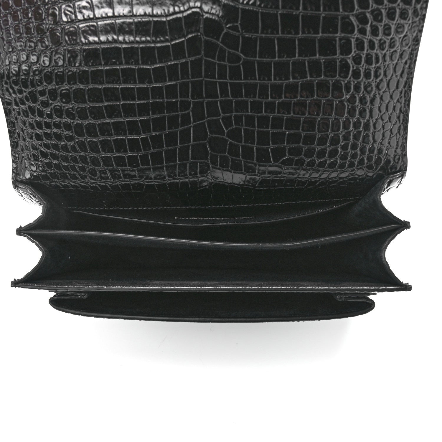 Saint Laurent Calfskin Crocodile Embossed Medium Monogram Sunset Black 5 of 13