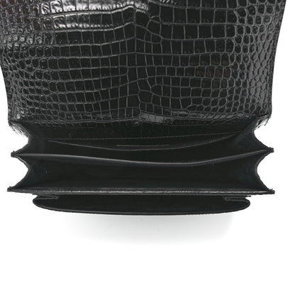 Saint Laurent Calfskin Crocodile Embossed Medium Monogram Sunset Black 5 of 13