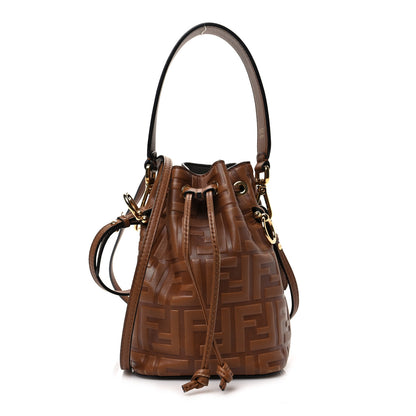 Fendi Vitello Cristallo Nature F is Fendi FF 1974 Embossed Mini Mon Tresor Bucket Bag Cuoio 1 of 8