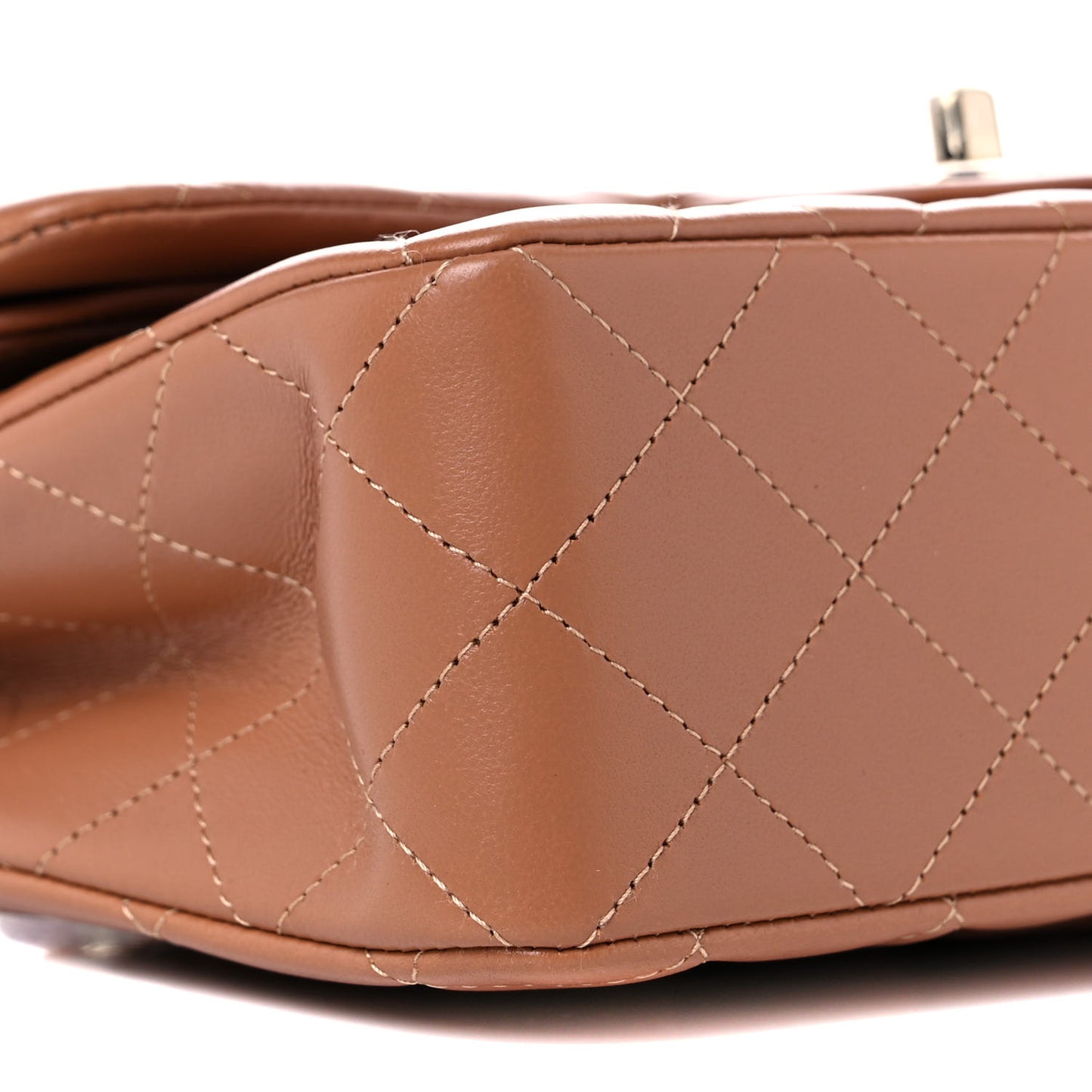 Lambskin Quilted Small Double Flap Brown