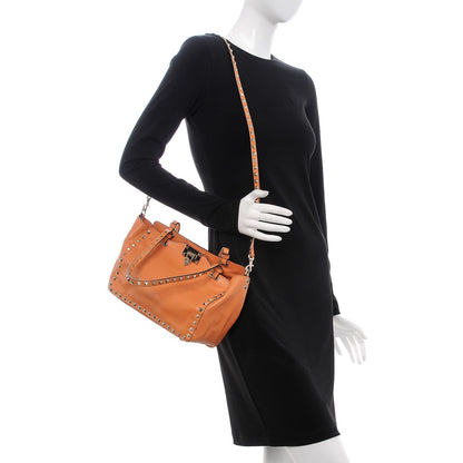 Valentino Garavani Vitello Small Rockstud Tote Orange 2 of 13