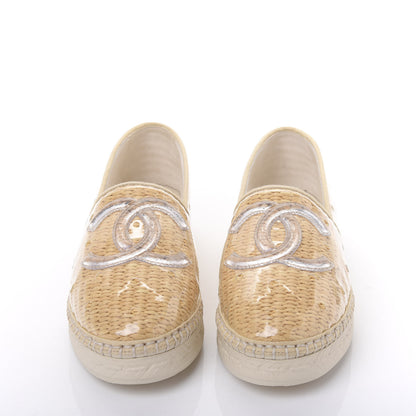 Chanel PVC Raffia CC Espadrilles 35 Beige 2 of 9