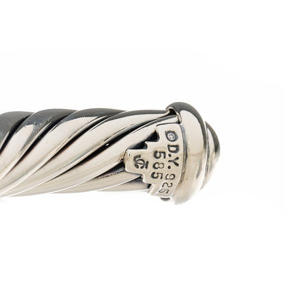 David Yurman Sterling Silver 14K Yellow Gold 7mm X Station Cable Bracelet 3 of 4