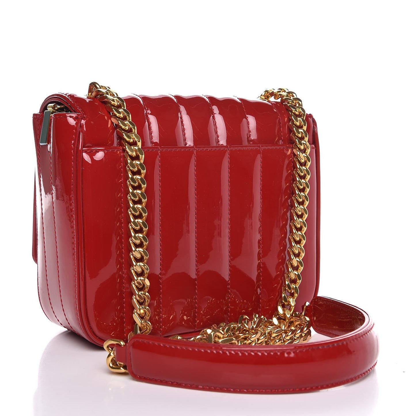 Patent Matelasse Monogram Small Vicky Chain Bag Red