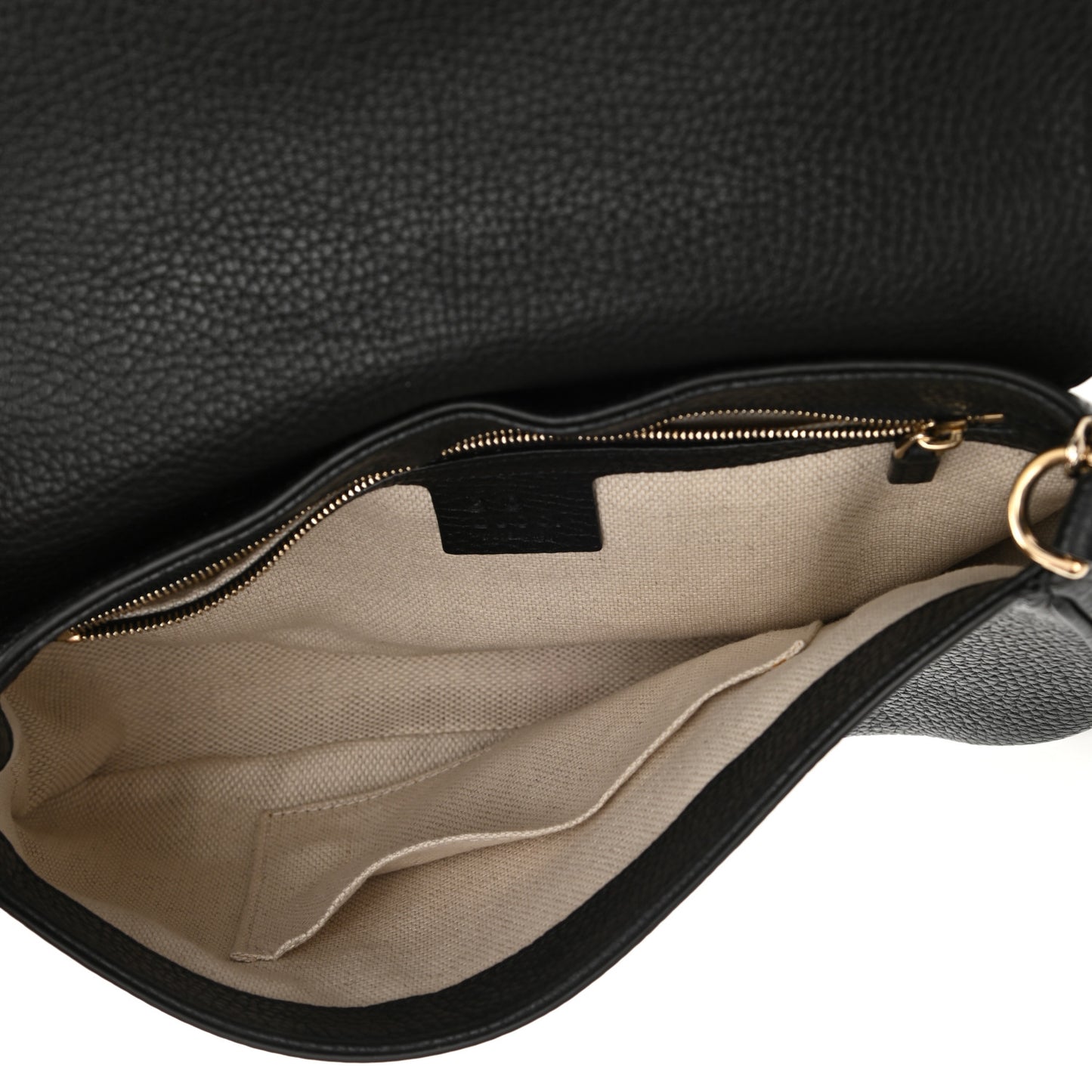Pebbled Calfskin Medium Soho Flap Crossbody Black