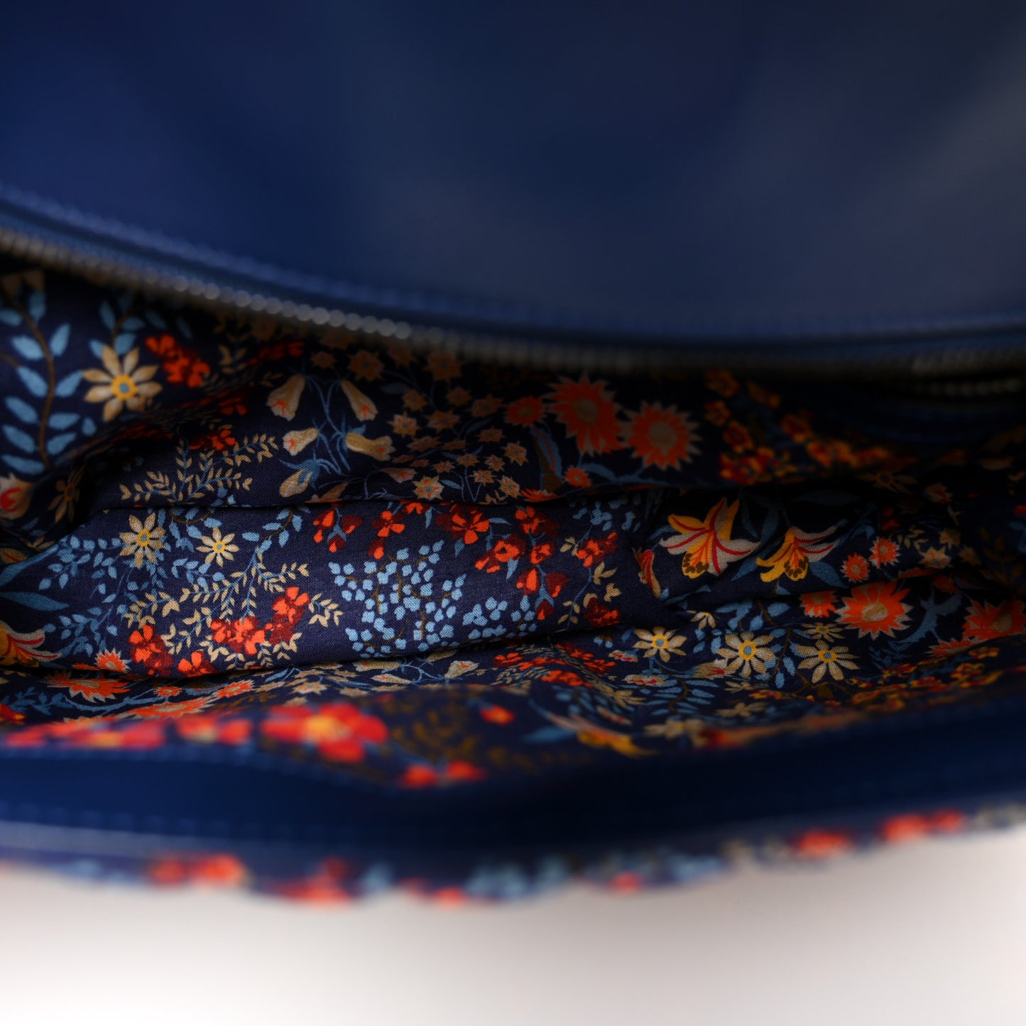 Cotton Calfskin Matelasse Floral Print Small GG Marmont Shoulder Bag Blue Red Deep Ocean Blue