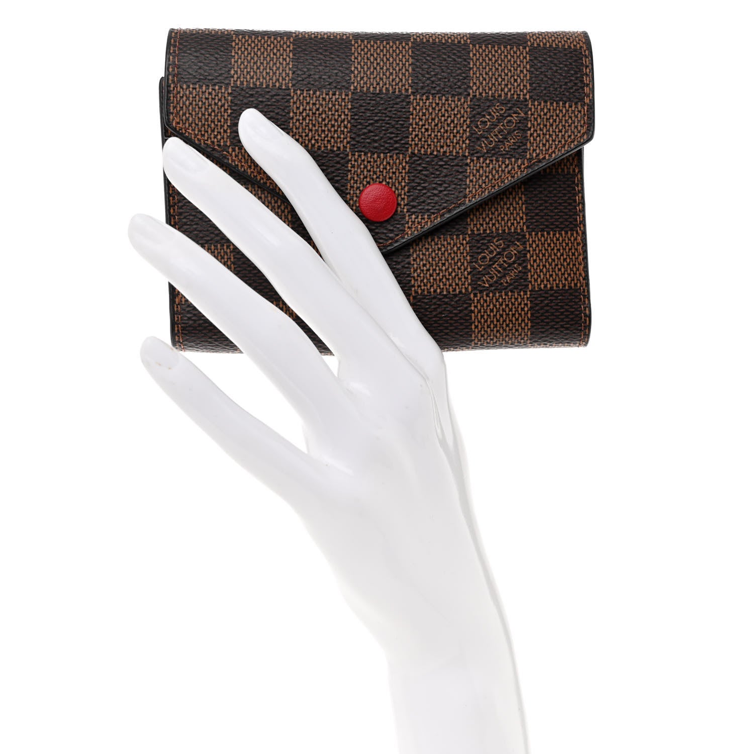 Louis Vuitton Damier Ebene Victorine Wallet Red 2 of 6