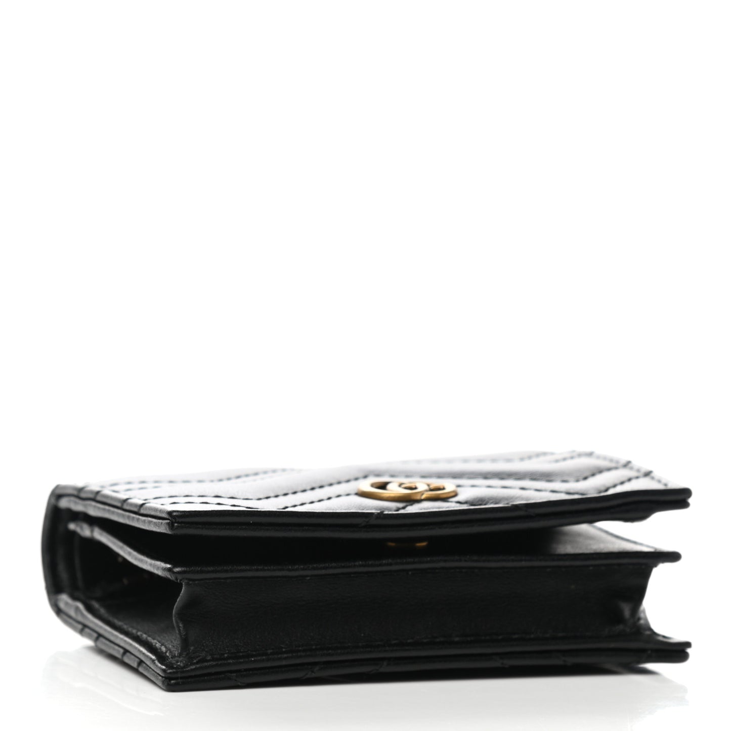 Calfskin Matelasse GG Marmont Card Case Wallet Black
