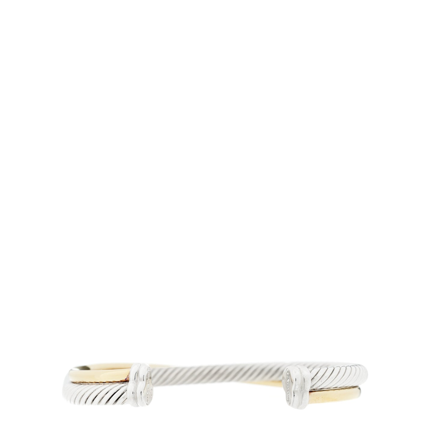 Sterling Silver 18K Yellow Gold 5mm Crossover Cuff Bracelet