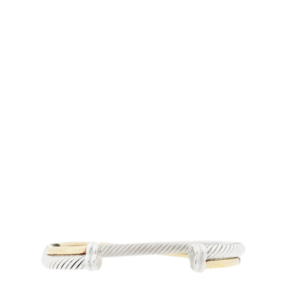 David Yurman Sterling Silver 18K Yellow Gold 5mm Crossover Cuff Bracelet 2 of 4