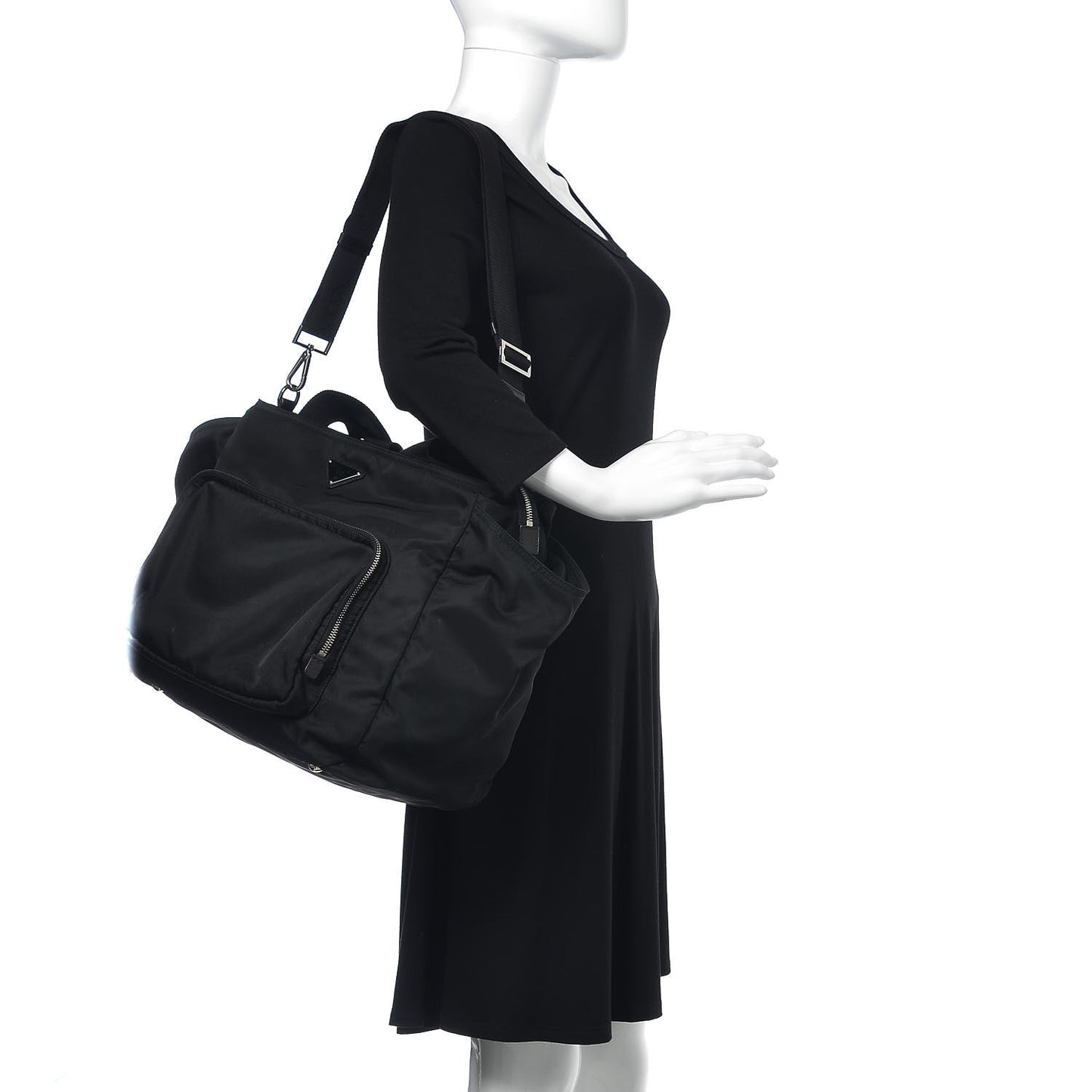 Tessuto Nylon Vela Diaper Bag Black