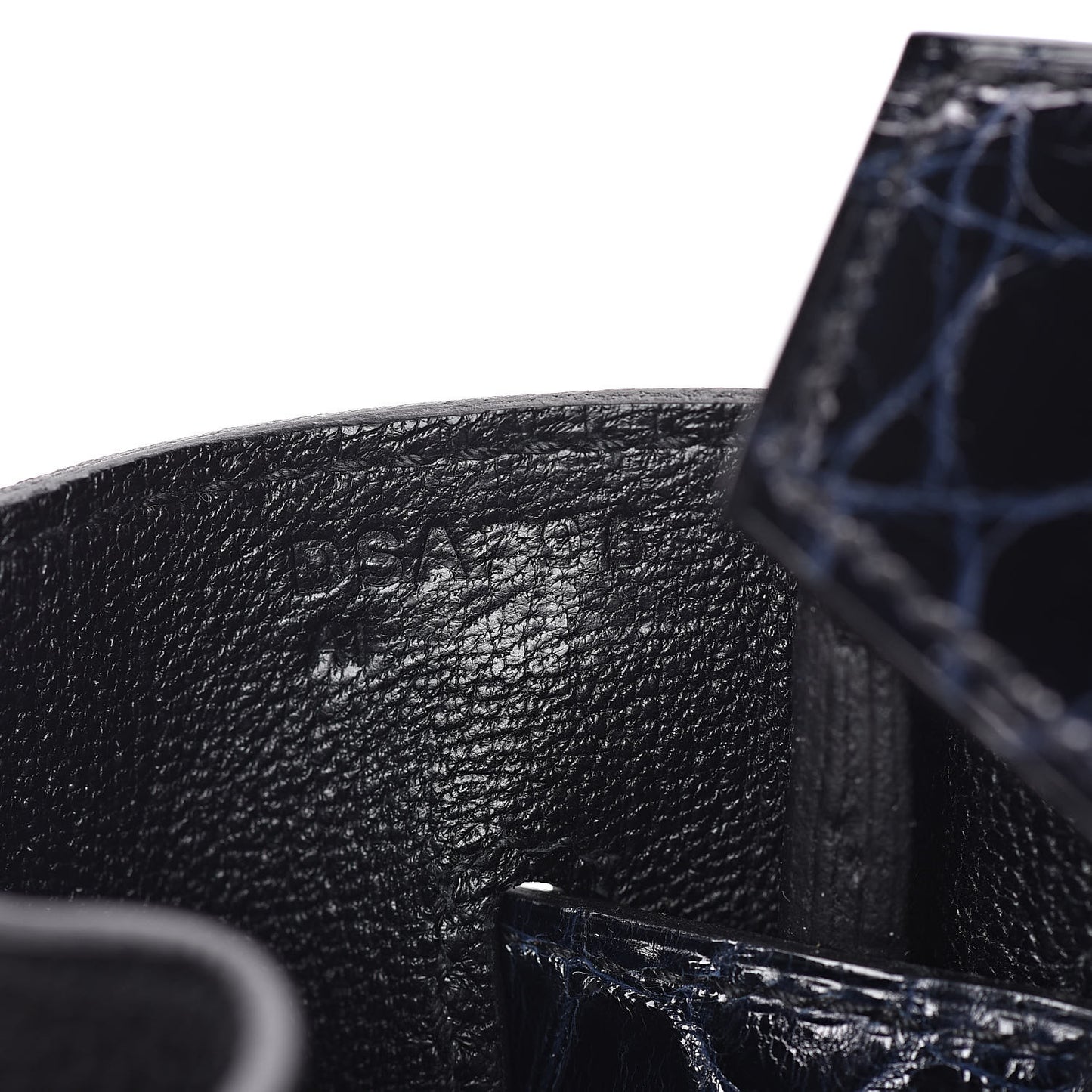 Clemence Novillo Shiny Niloticus Crocodile Birkin Touch 30 Black Bleu Marine