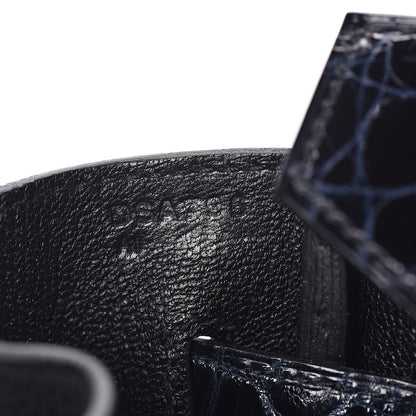 Hermes Clemence Novillo Shiny Niloticus Crocodile Birkin Touch 30 Black Bleu Marine 9 of 32