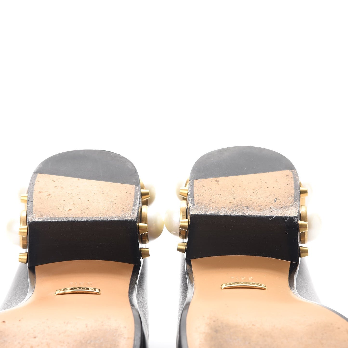 Calfskin Web Pearl Embellished Peyton Loafers 38.5 Black