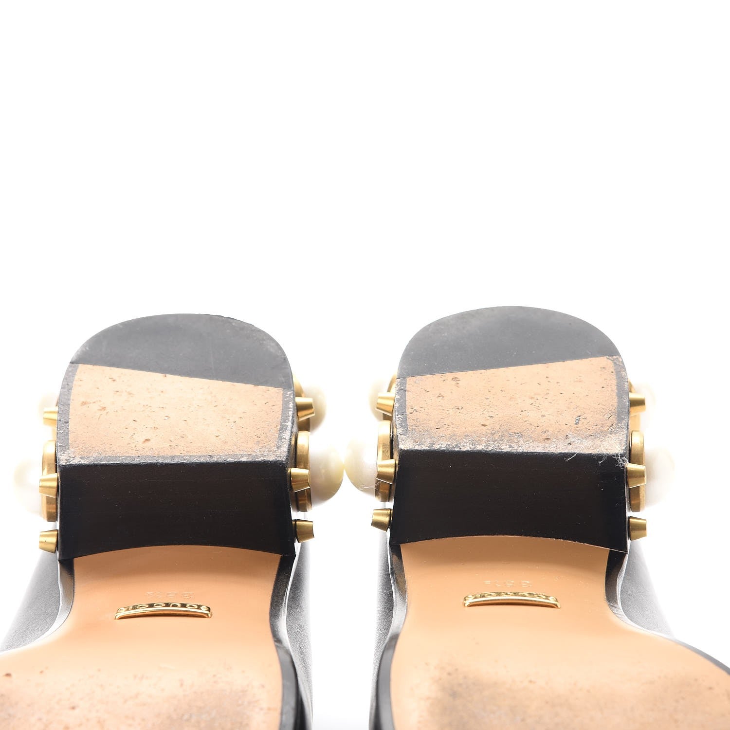 Gucci Calfskin Web Pearl Embellished Peyton Loafers 38.5 Black 12 of 16