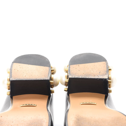 Gucci Calfskin Web Pearl Embellished Peyton Loafers 38.5 Black 12 of 16