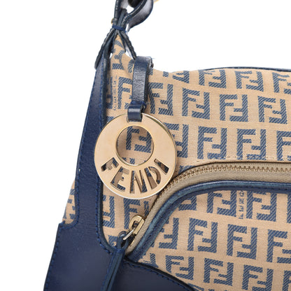 Fendi ENDI Zucchino Vitello Small Chef Pocket Shoulder Bag Beige Azzurro Blue 9 of 10