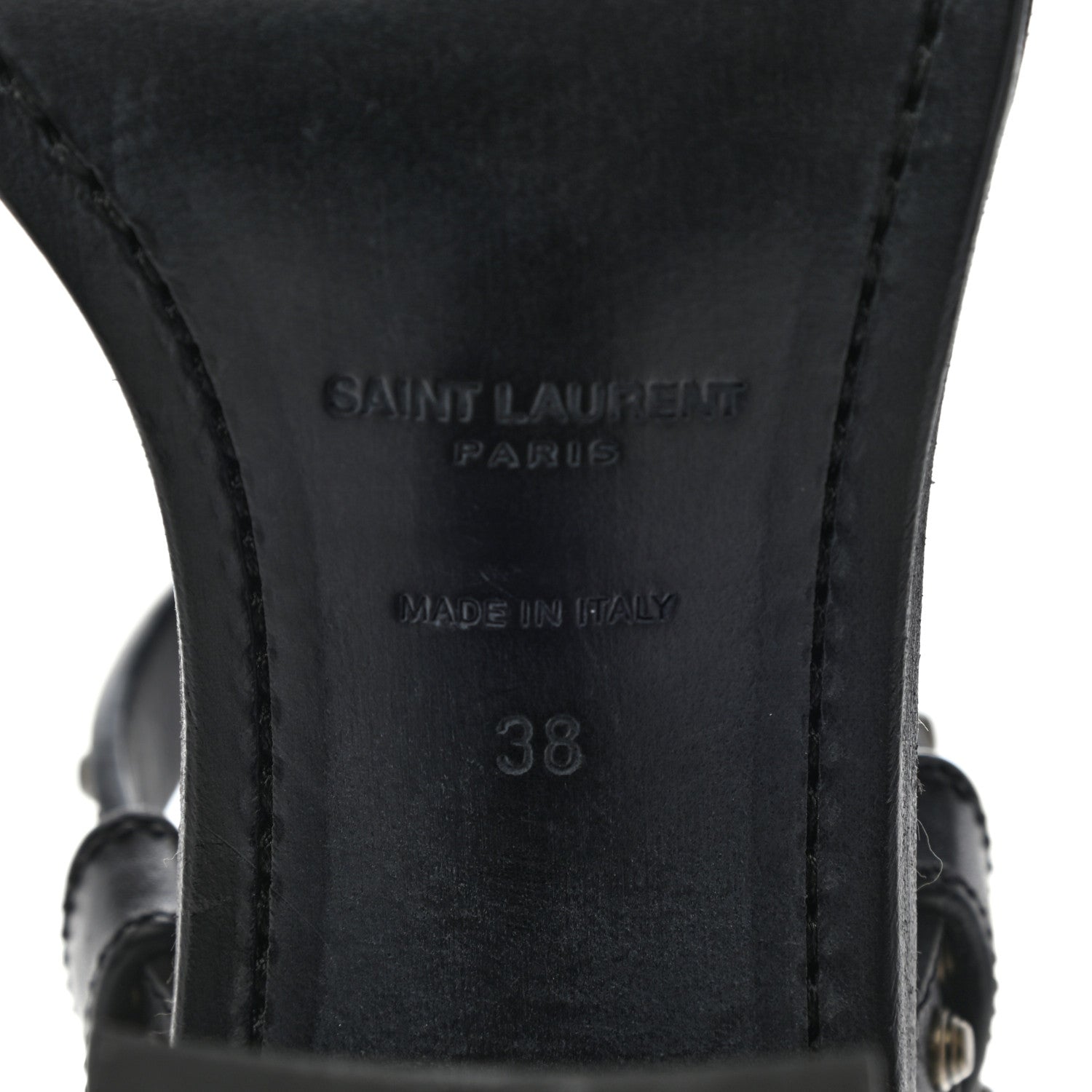 Saint Laurent Calfskin Studded Sandal Pumps 38 Black 6 of 9