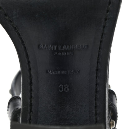 Saint Laurent Calfskin Studded Sandal Pumps 38 Black 6 of 9