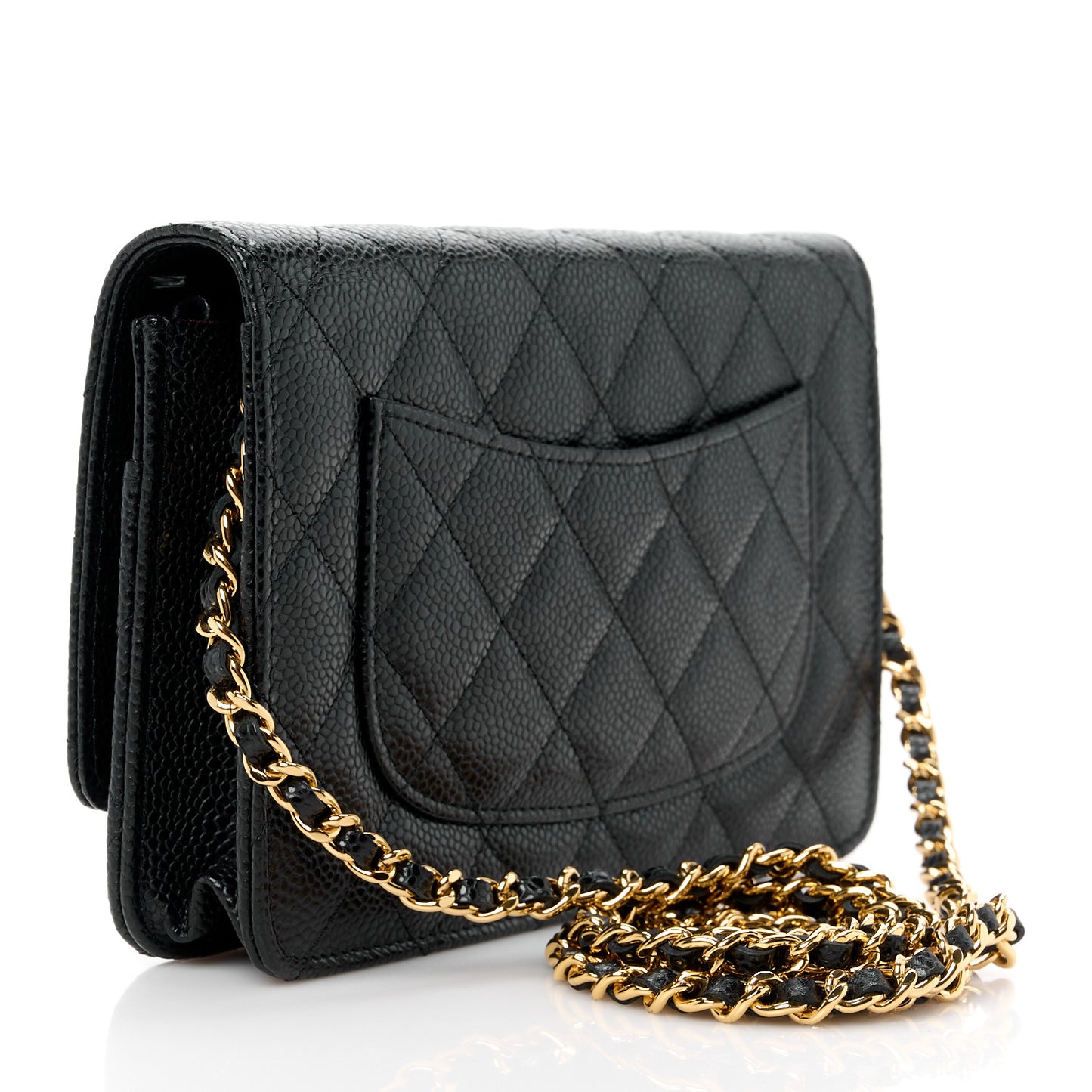 Caviar Quilted Wallet on Chain WOC Black