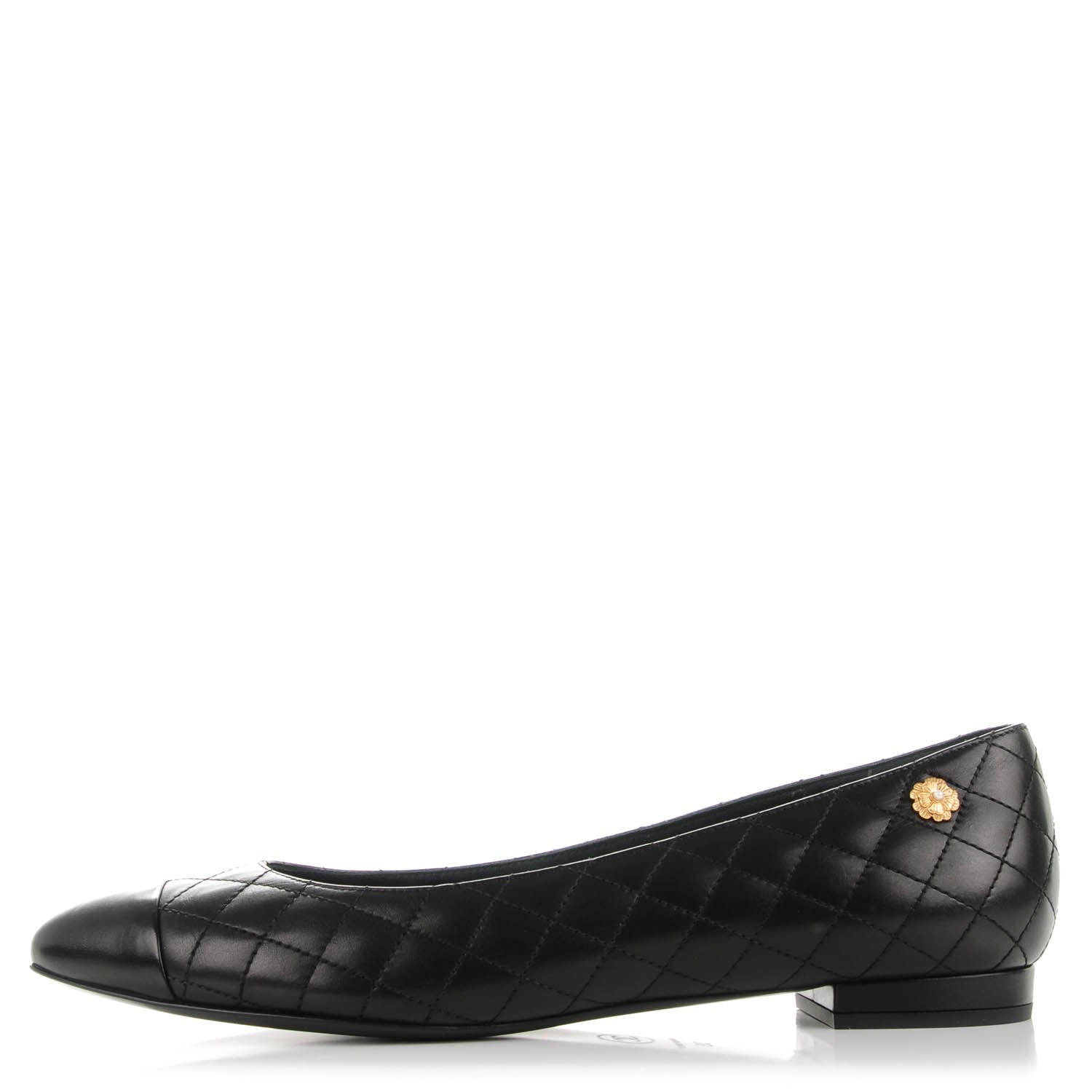 Chanel Calfskin Quilted Cap Toe Ballerina Flats 39 Black 1 of 9