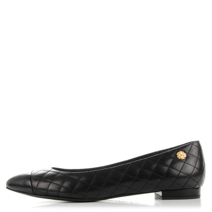 Chanel Calfskin Quilted Cap Toe Ballerina Flats 39 Black 1 of 9