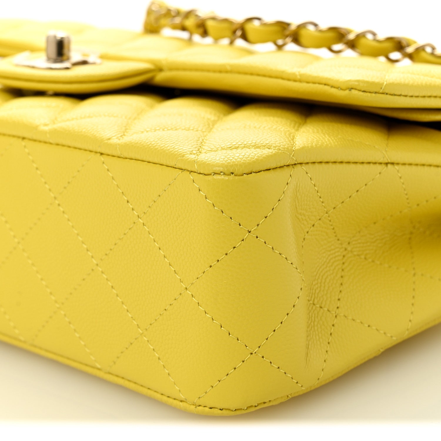 Chanel Caviar Quilted Medium Double Flap Yellow 10 of 10