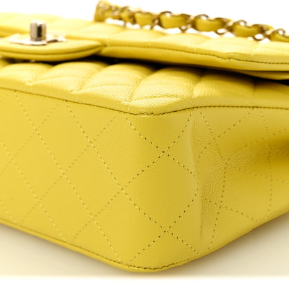 Chanel Caviar Quilted Medium Double Flap Yellow 10 of 10