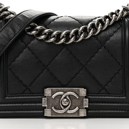 Chanel Calfskin Double Stitch Small Boy Flap Black 8 of 16