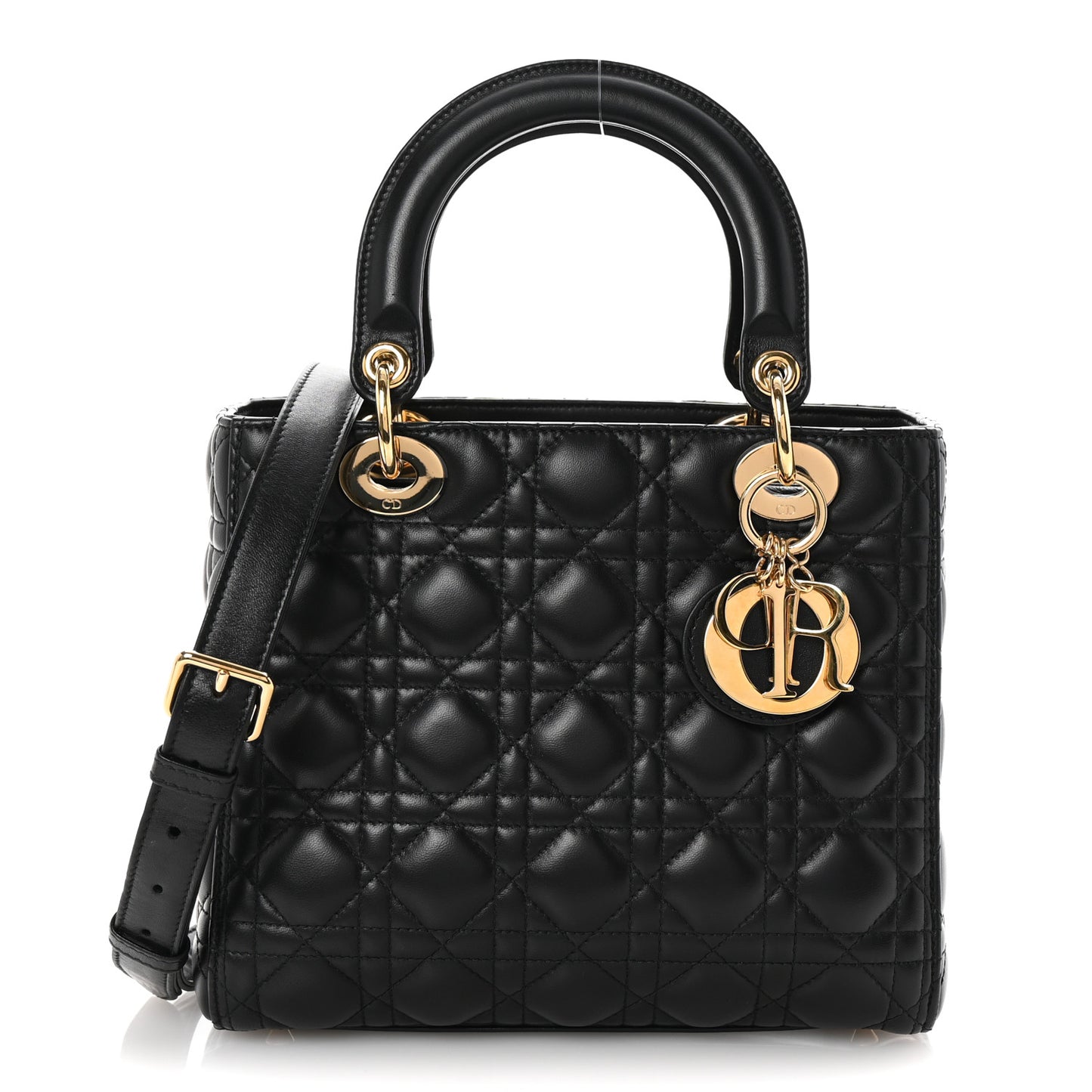 Lambskin Cannage Medium Lady Dior Black