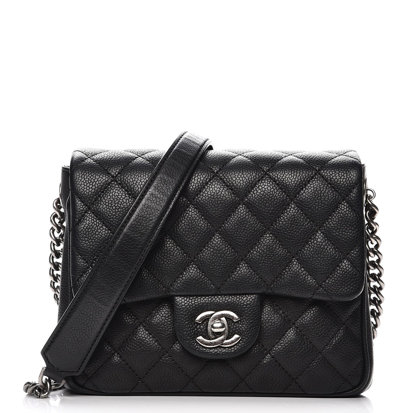 Caviar Quilted Small Rock In Rome Flap Black