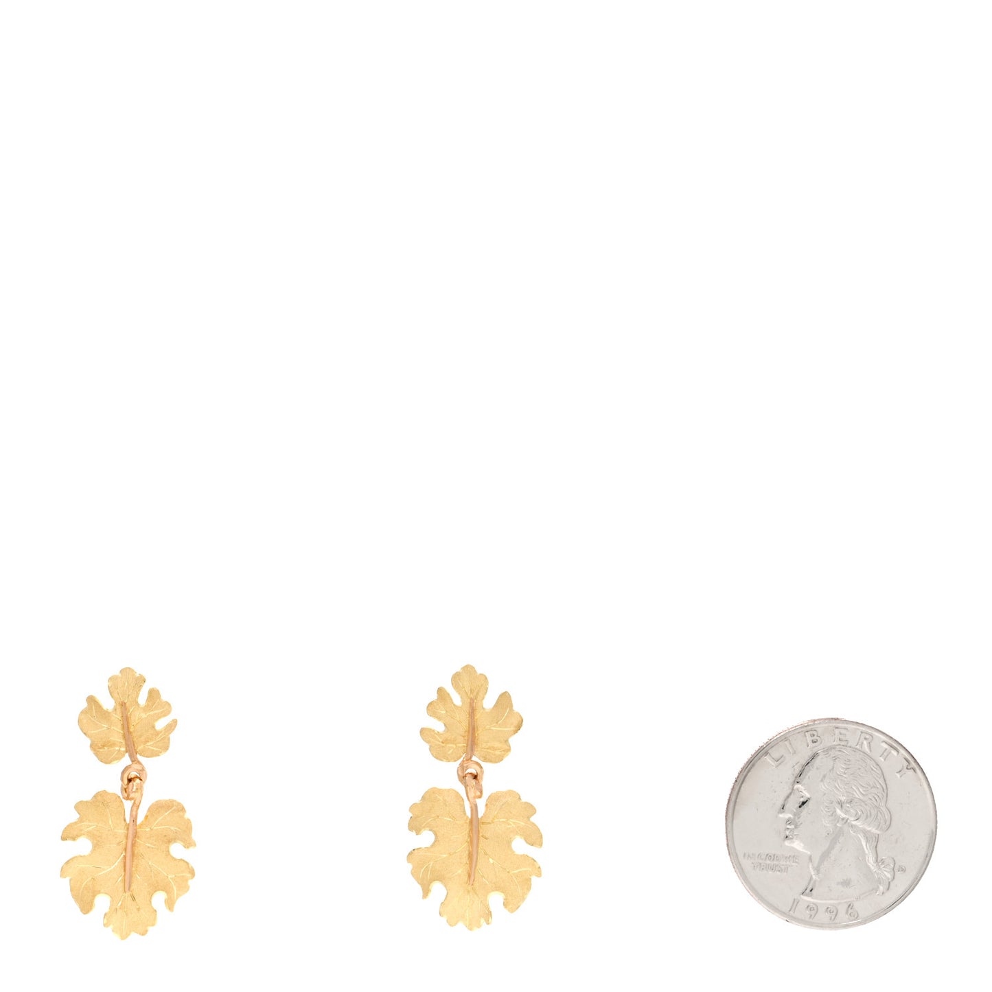 18K Yellow Gold Oak Leaf Drop Earrings