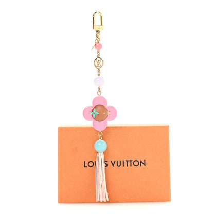 Louis Vuitton Resin Wood Vivienne Bag Charm Fuchsia Ecru White Caramel 5 of 5