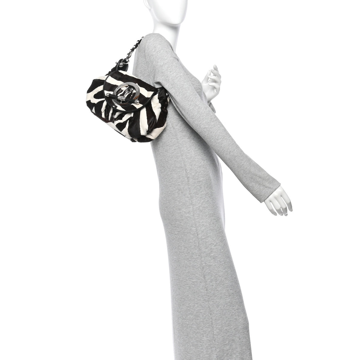 Pony Hair Zebra Print Jazzclub Shoulder Bag