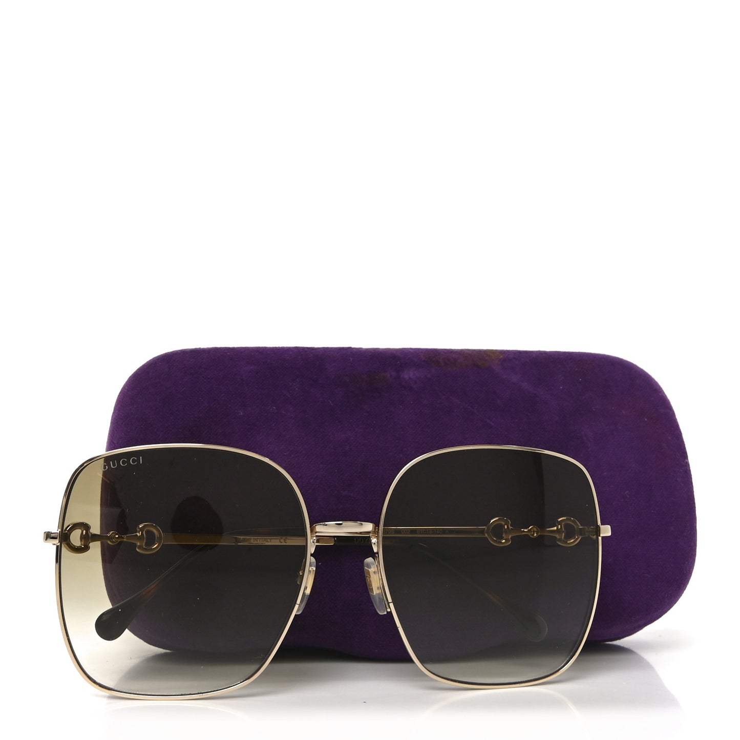 Metal Horsebit Square Sunglasses GG0879S Gold