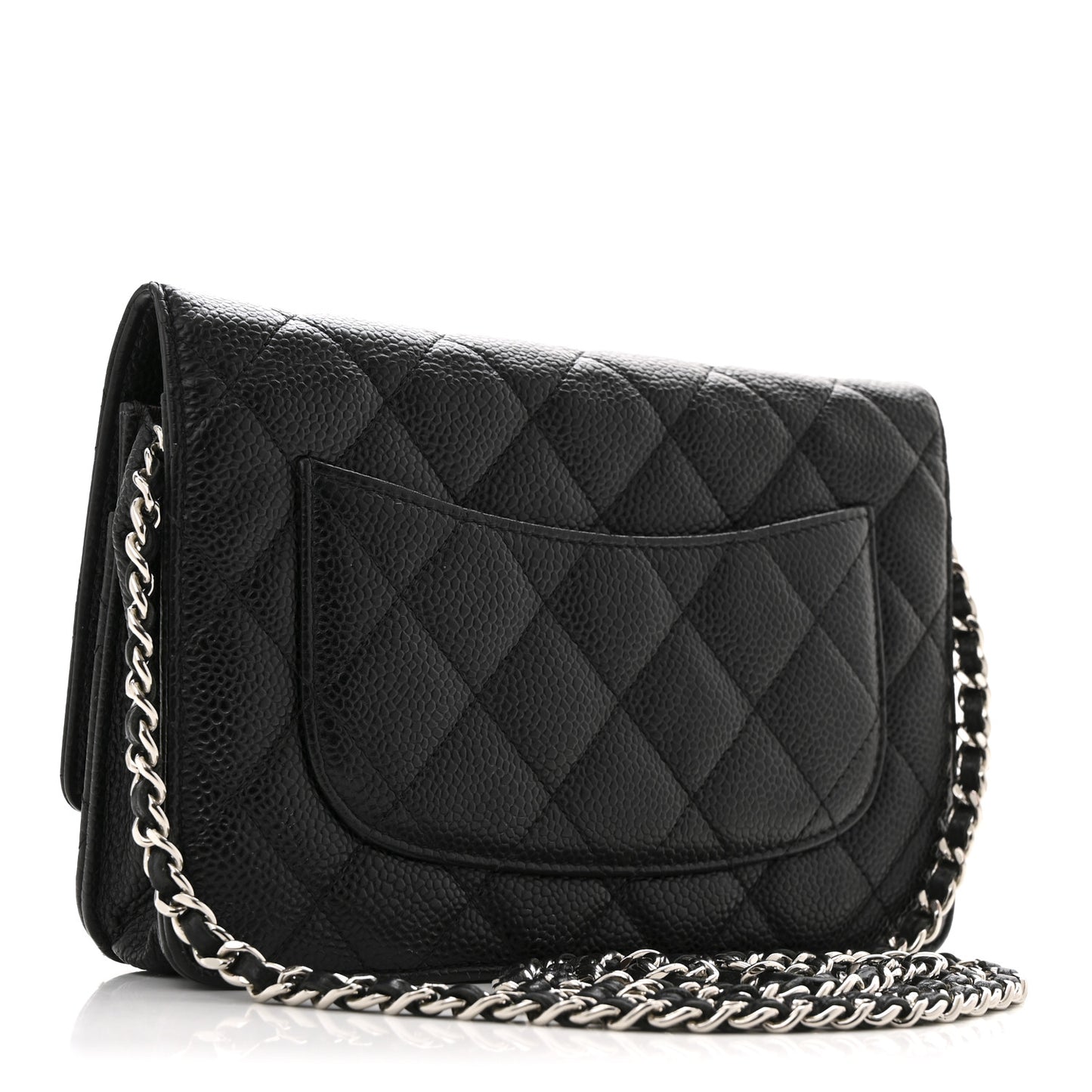 Caviar Quilted Wallet on Chain WOC Black