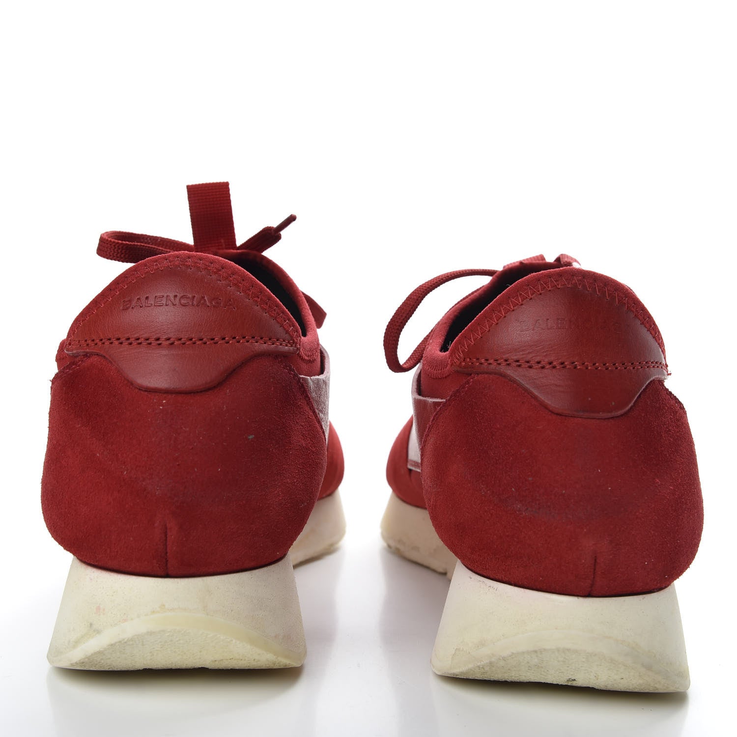 Balenciaga Calfskin Neoprene Mesh Suede Womens Race Runner Sneakers 41 Red 6 of 10