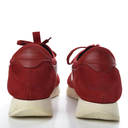 Balenciaga Calfskin Neoprene Mesh Suede Womens Race Runner Sneakers 41 Red 6 of 10