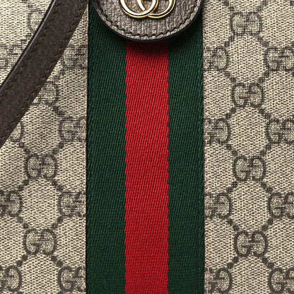 Gucci GG Supreme Monogram Textured Dollar Calfskin Web Small Ophidia Dome Shoulder Bag Beige Ebony New Acero 8 of 10
