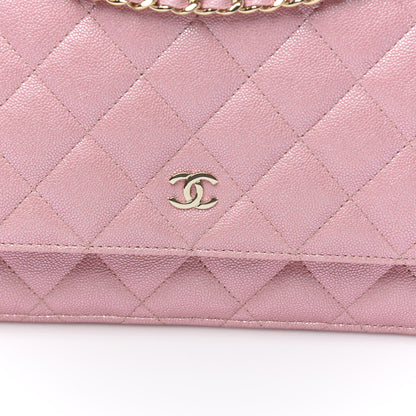 Chanel Iridescent Caviar Quilted Wallet on Chain WOC Rose Pink 11 of 12