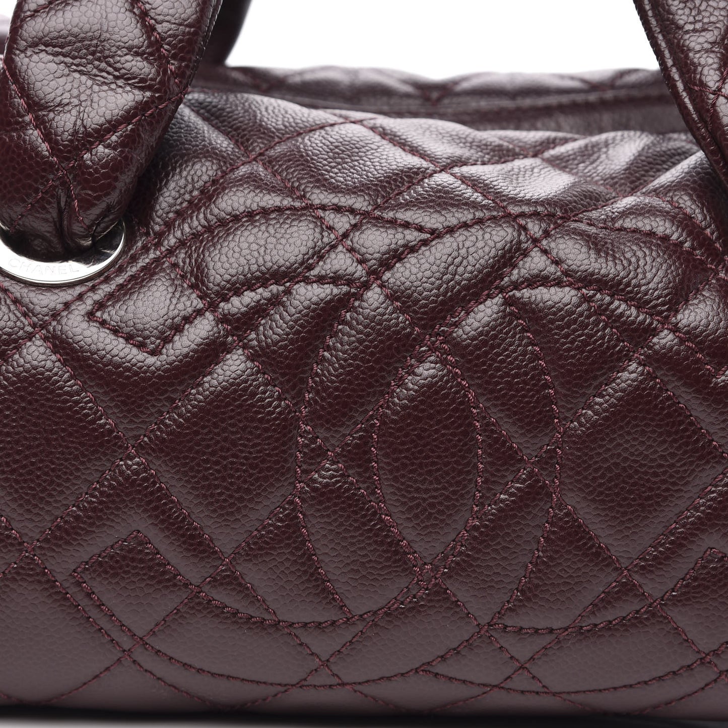 Caviar Quilted CC Timeless Bowler Burgundy