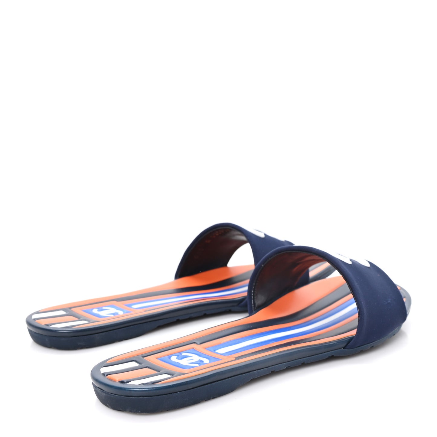Rubber CC Mules Sandals  38  Dark Navy Blue Orange
