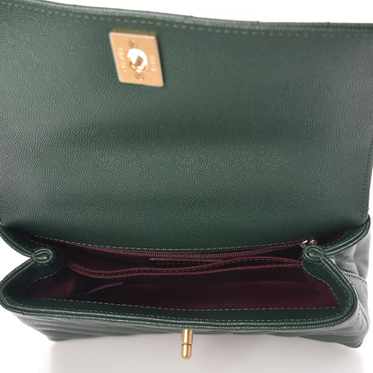 Chanel Caviar Chevron Quilted Mini Coco Handle Flap Green 7 of 10