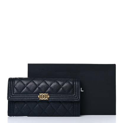 Chanel Caviar Quilted Large Boy Gusset Flap Wallet Blue 20 of 20