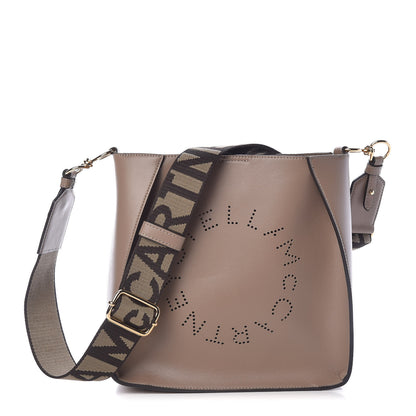 Stella McCartney Eco Alter Nappa Perforated Logo Mini Crossbody Dark Taupe 1 of 10